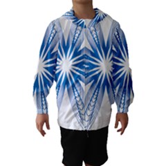 Blue Spirograph Pattern Circle Geometric Hooded Wind Breaker (kids) by Nexatart