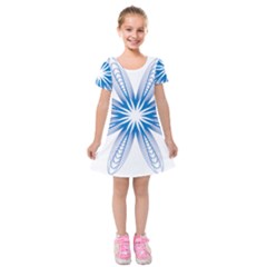 Blue Spirograph Pattern Circle Geometric Kids  Short Sleeve Velvet Dress by Nexatart