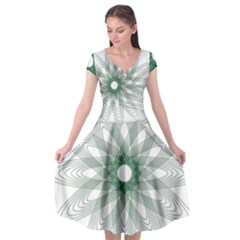 Spirograph Pattern Circle Design Cap Sleeve Wrap Front Dress