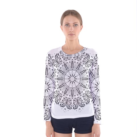 Art Coloring Flower Page Book Women s Long Sleeve Tee by Nexatart