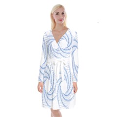 Spirograph Spiral Pattern Geometric Long Sleeve Velvet Front Wrap Dress