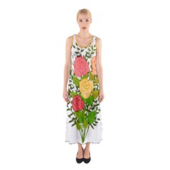 Roses Flowers Floral Flowery Sleeveless Maxi Dress