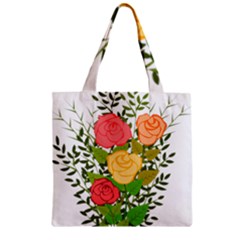 Roses Flowers Floral Flowery Zipper Grocery Tote Bag by Nexatart