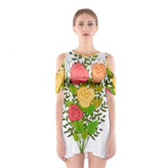 Roses Flowers Floral Flowery Shoulder Cutout One Piece by Nexatart