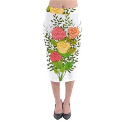 Roses Flowers Floral Flowery Midi Pencil Skirt by Nexatart