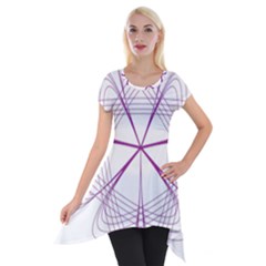 Purple Spirograph Pattern Circle Geometric Short Sleeve Side Drop Tunic by Nexatart