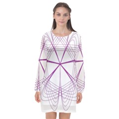 Purple Spirograph Pattern Circle Geometric Long Sleeve Chiffon Shift Dress  by Nexatart