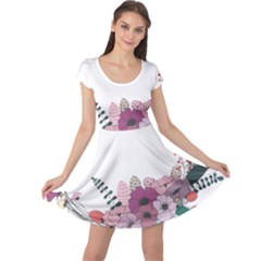 Flowers Twig Corolla Wreath Lease Cap Sleeve Dresses by Nexatart