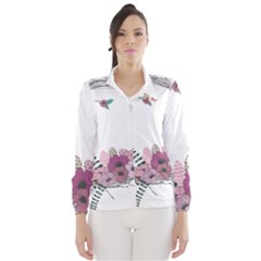 Flowers Twig Corolla Wreath Lease Wind Breaker (women) by Nexatart