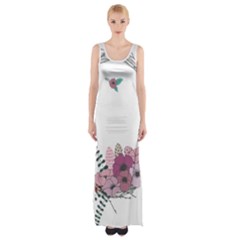 Flowers Twig Corolla Wreath Lease Maxi Thigh Split Dress by Nexatart