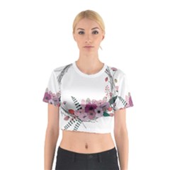 Flowers Twig Corolla Wreath Lease Cotton Crop Top by Nexatart