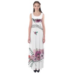 Flowers Twig Corolla Wreath Lease Empire Waist Maxi Dress by Nexatart