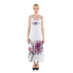 Flowers Twig Corolla Wreath Lease Sleeveless Maxi Dress by Nexatart