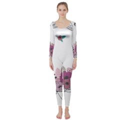 Flowers Twig Corolla Wreath Lease Long Sleeve Catsuit by Nexatart