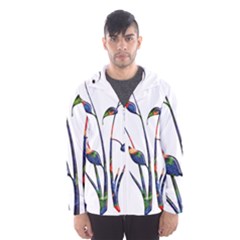 Flora Abstract Scrolls Batik Design Hooded Wind Breaker (men) by Nexatart