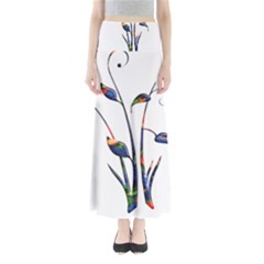 Flora Abstract Scrolls Batik Design Maxi Skirts by Nexatart