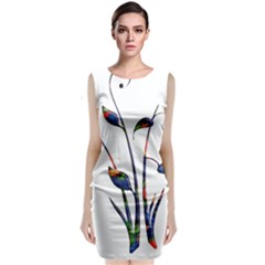 Flora Abstract Scrolls Batik Design Classic Sleeveless Midi Dress by Nexatart