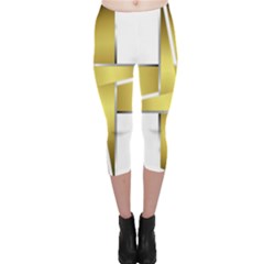 Logo Cross Golden Metal Glossy Capri Leggings  by Nexatart