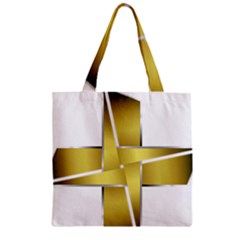 Logo Cross Golden Metal Glossy Zipper Grocery Tote Bag by Nexatart