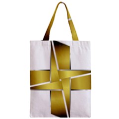 Logo Cross Golden Metal Glossy Zipper Classic Tote Bag by Nexatart