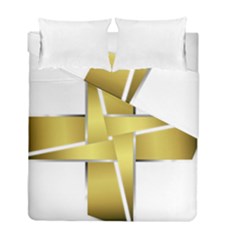 Logo Cross Golden Metal Glossy Duvet Cover Double Side (full/ Double Size) by Nexatart