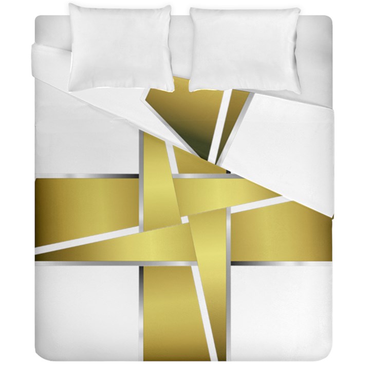 Logo Cross Golden Metal Glossy Duvet Cover Double Side (California King Size)