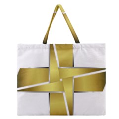 Logo Cross Golden Metal Glossy Zipper Large Tote Bag by Nexatart