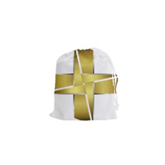 Logo Cross Golden Metal Glossy Drawstring Pouches (xs)  by Nexatart