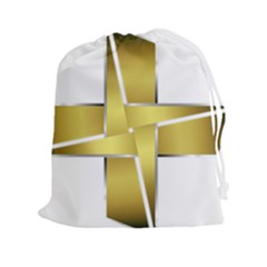 Logo Cross Golden Metal Glossy Drawstring Pouches (xxl) by Nexatart