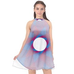 Spirograph Pattern Drawing Design Halter Neckline Chiffon Dress 