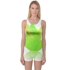 Leaves Green Nature Reflection One Piece Boyleg Swimsuit by Nexatart