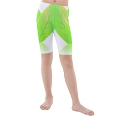 Leaves Green Nature Reflection Kids  Mid Length Swim Shorts by Nexatart