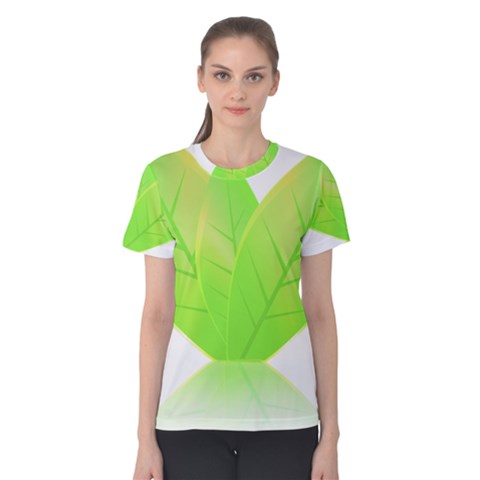 Leaves Green Nature Reflection Women s Cotton Tee by Nexatart