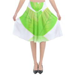 Leaves Green Nature Reflection Flared Midi Skirt