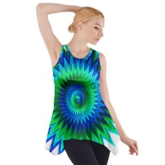 Star 3d Gradient Blue Green Side Drop Tank Tunic by Nexatart