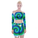 Star 3d Gradient Blue Green Off Shoulder Top with Skirt Set View1