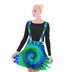 Star 3d Gradient Blue Green Suspender Skater Skirt by Nexatart