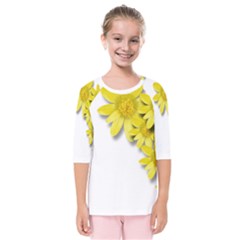 Flowers Spring Yellow Spring Onion Kids  Quarter Sleeve Raglan Tee