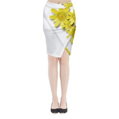 Flowers Spring Yellow Spring Onion Midi Wrap Pencil Skirt by Nexatart