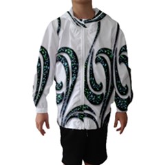 Scroll Retro Design Texture Hooded Wind Breaker (kids) by Nexatart