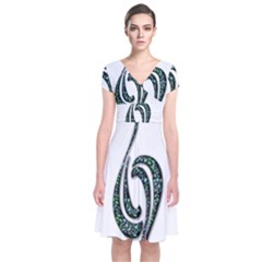 Scroll Retro Design Texture Short Sleeve Front Wrap Dress by Nexatart