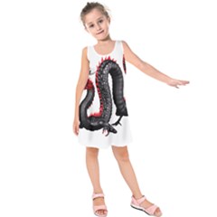 Dragon Black Red China Asian 3d Kids  Sleeveless Dress