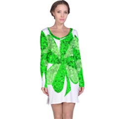 St Patricks Day Shamrock Green Long Sleeve Nightdress by Nexatart