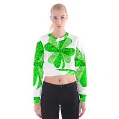 St Patricks Day Shamrock Green Cropped Sweatshirt by Nexatart