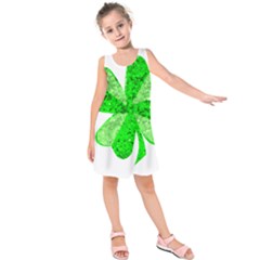 St Patricks Day Shamrock Green Kids  Sleeveless Dress by Nexatart