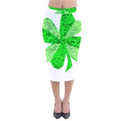 St Patricks Day Shamrock Green Velvet Midi Pencil Skirt by Nexatart