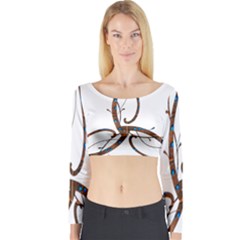 Abstract Shape Stylized Designed Long Sleeve Crop Top by Nexatart