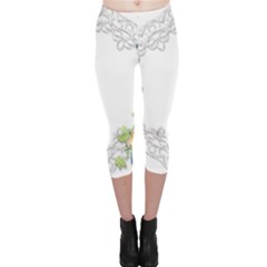 Scrapbook Element Lace Embroidery Capri Leggings  by Nexatart