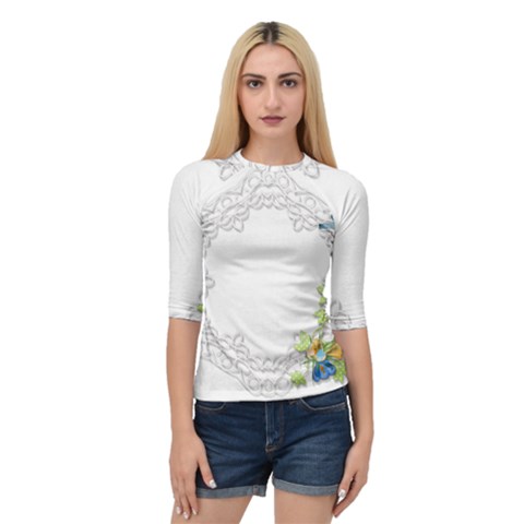 Scrapbook Element Lace Embroidery Quarter Sleeve Tee by Nexatart