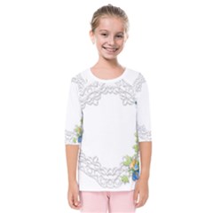 Scrapbook Element Lace Embroidery Kids  Quarter Sleeve Raglan Tee